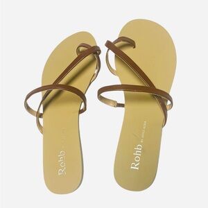 ROHB BY JOYCE AZRIA TOE RING SLIDES FLAT SANDALS WOMENS BROWN COLOR SIZE 91/2 **